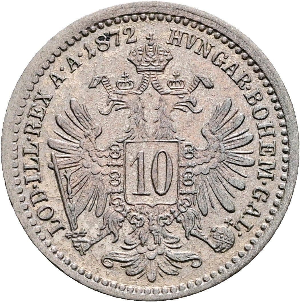10 Kreuzer Franz Joseph I. 1848-1916 1872 – Rückseite