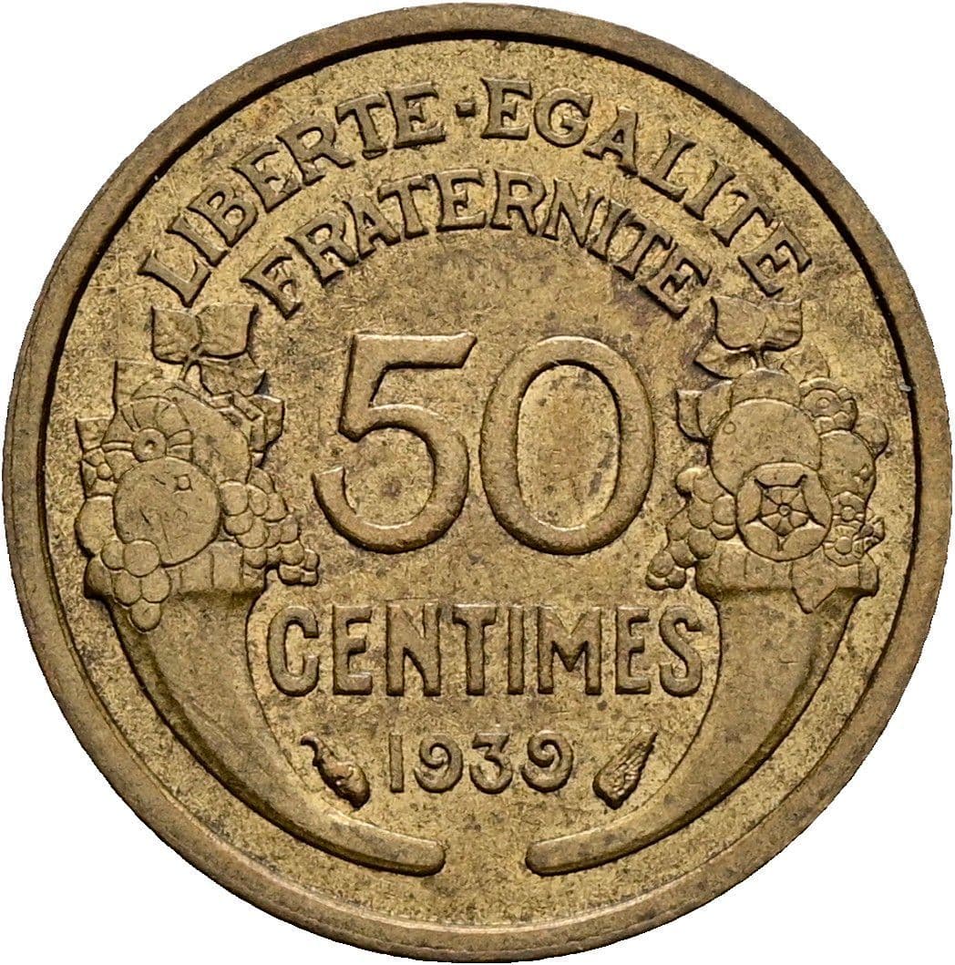 50 Centimes 1939 – Rückseite