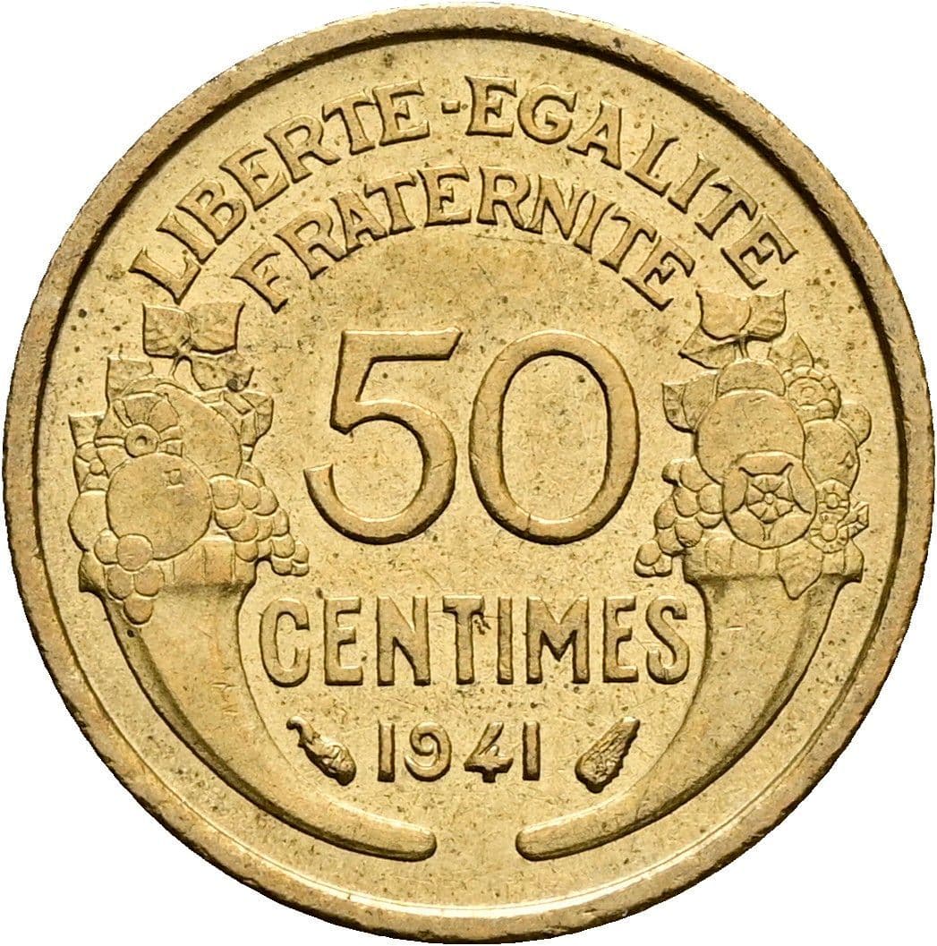 50 Centimes 1941 – Rückseite
