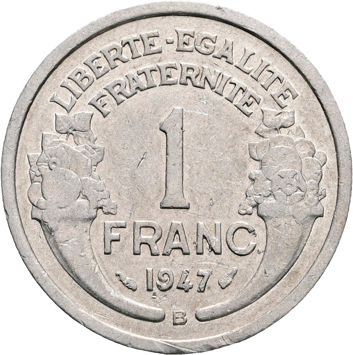 1 Franc 1947 B – Rückseite