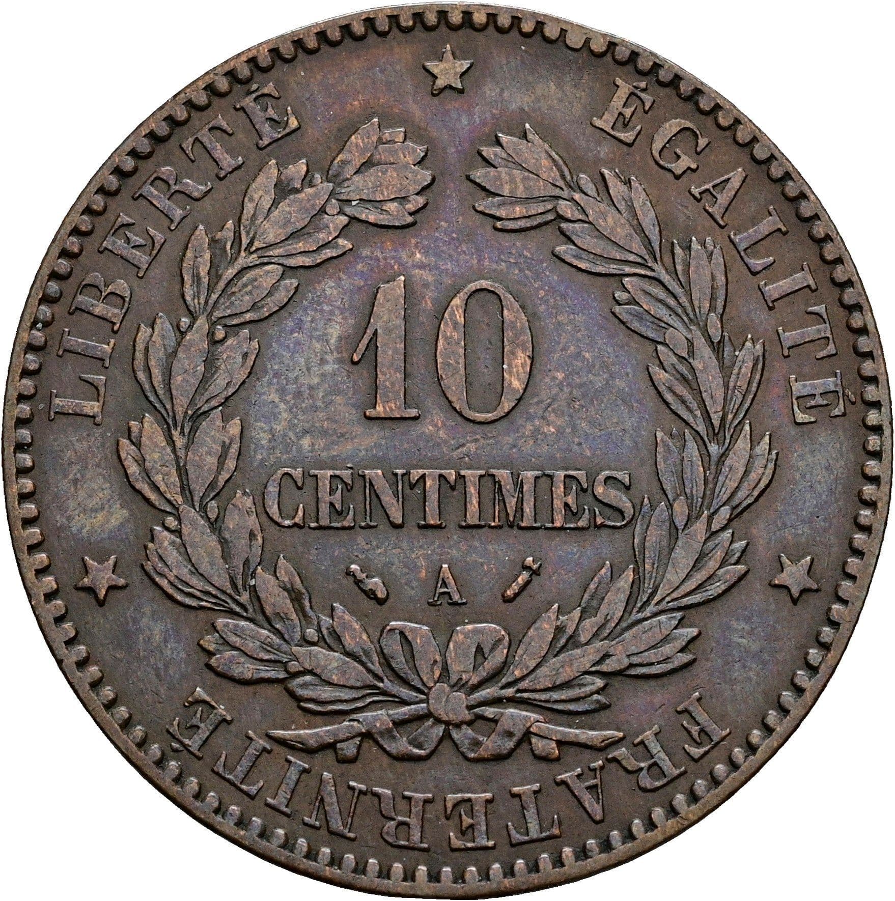 10 Centimes 1896 A – Rückseite