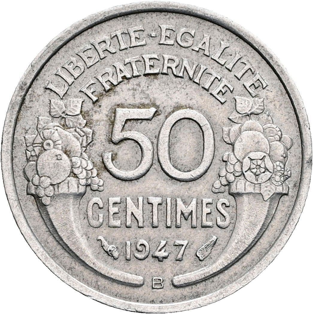 50 Centimes 1947 B – Rückseite