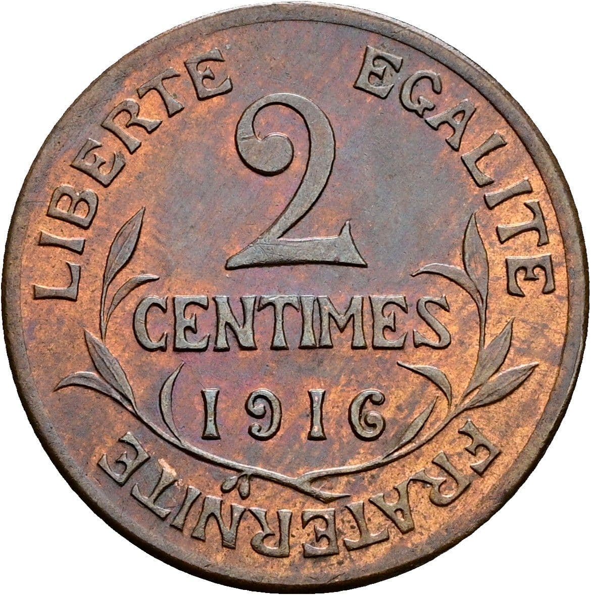 2 Centimes 1916 – Rückseite