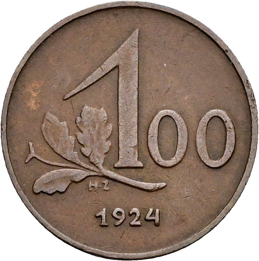 100 Kronen (1 Groschen) 1924 – Vorderseite