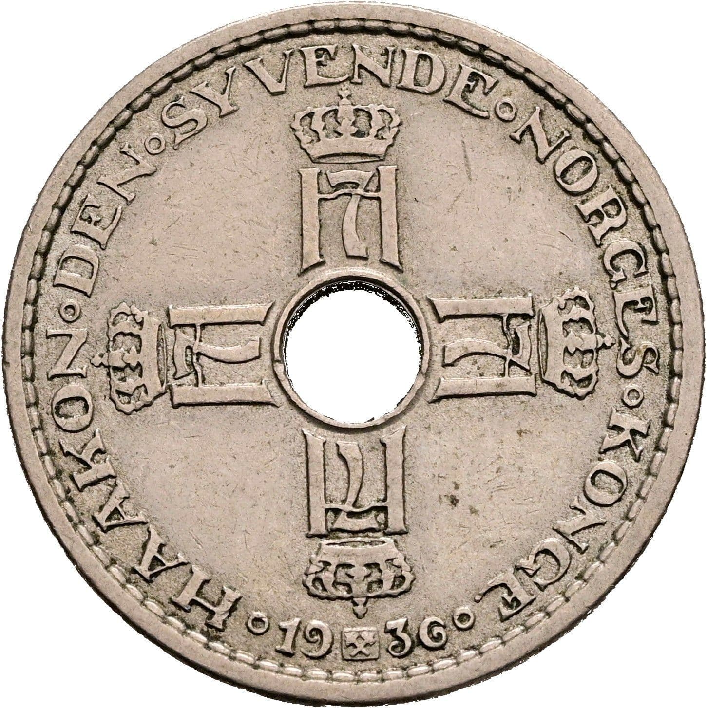 1 Krone Haakon VII. 1905-1957 1936 – Vorderseite