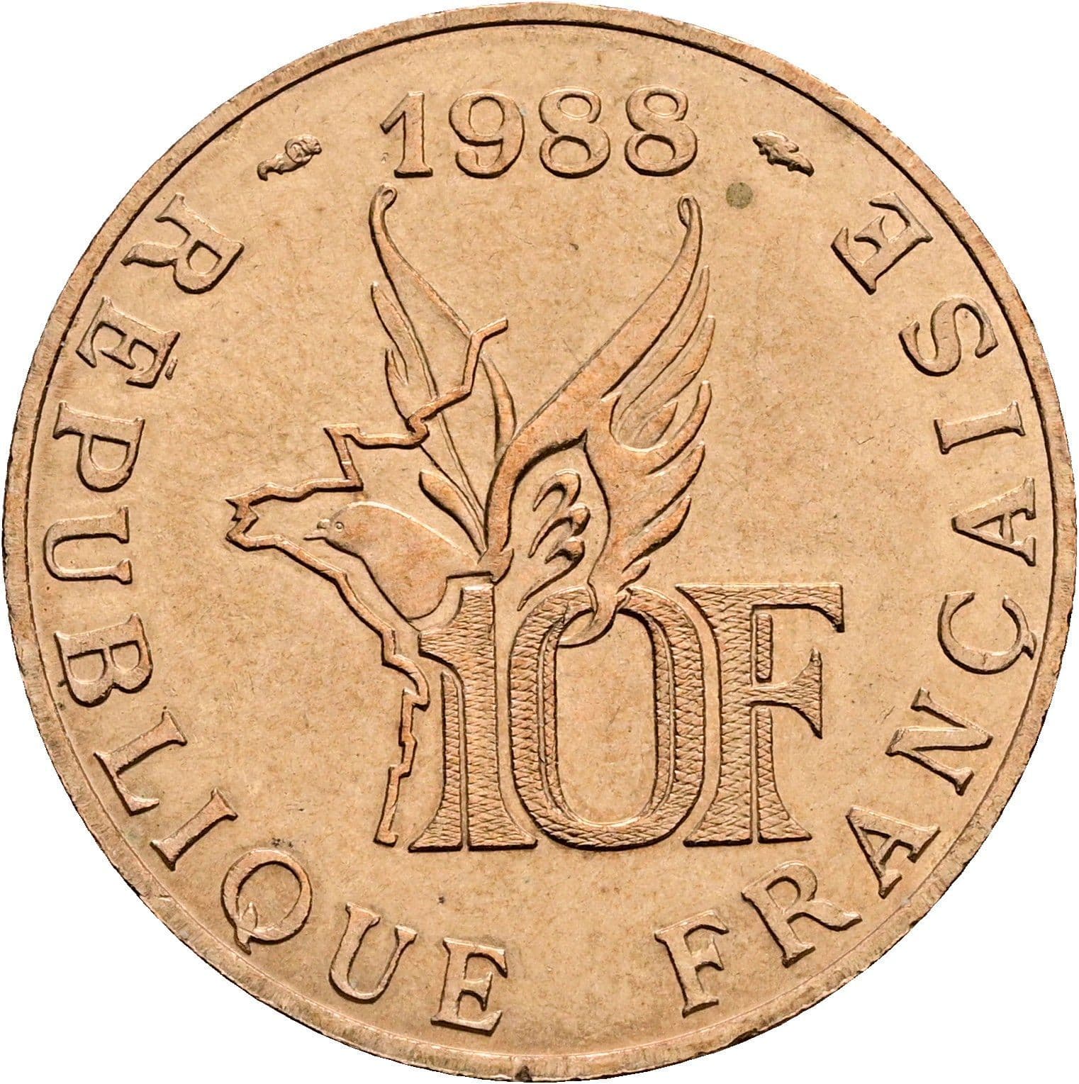 10 Francs 1988 – Rückseite