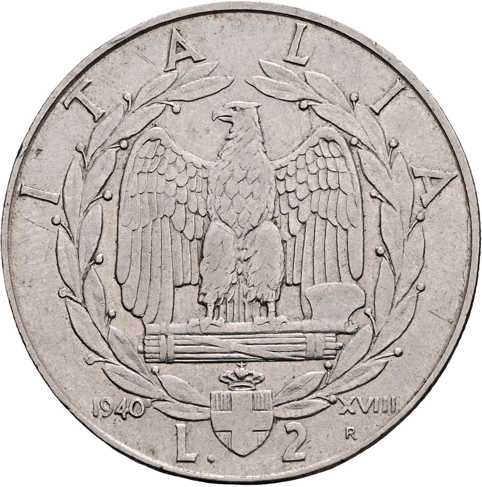 2 Lire Vittorio Emanuele III. 1900-1946 1940 – Rückseite