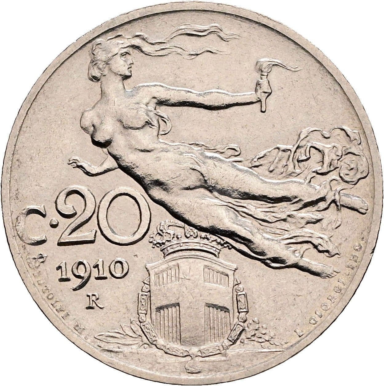 20 Centesimi Vittorio Emanuele III. 1900-1946 1910 – Rückseite