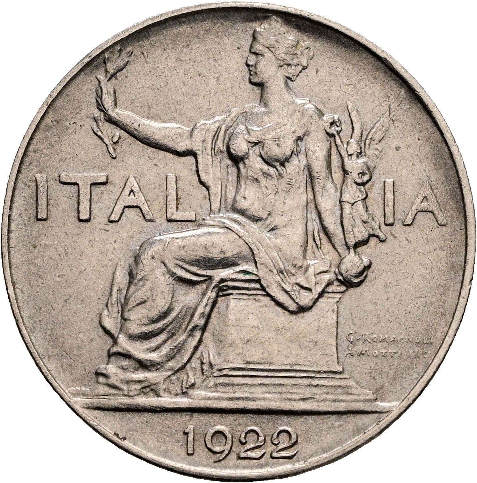 1 Lira Vittorio Emanuele III. 1900-1946 1922 – Rückseite