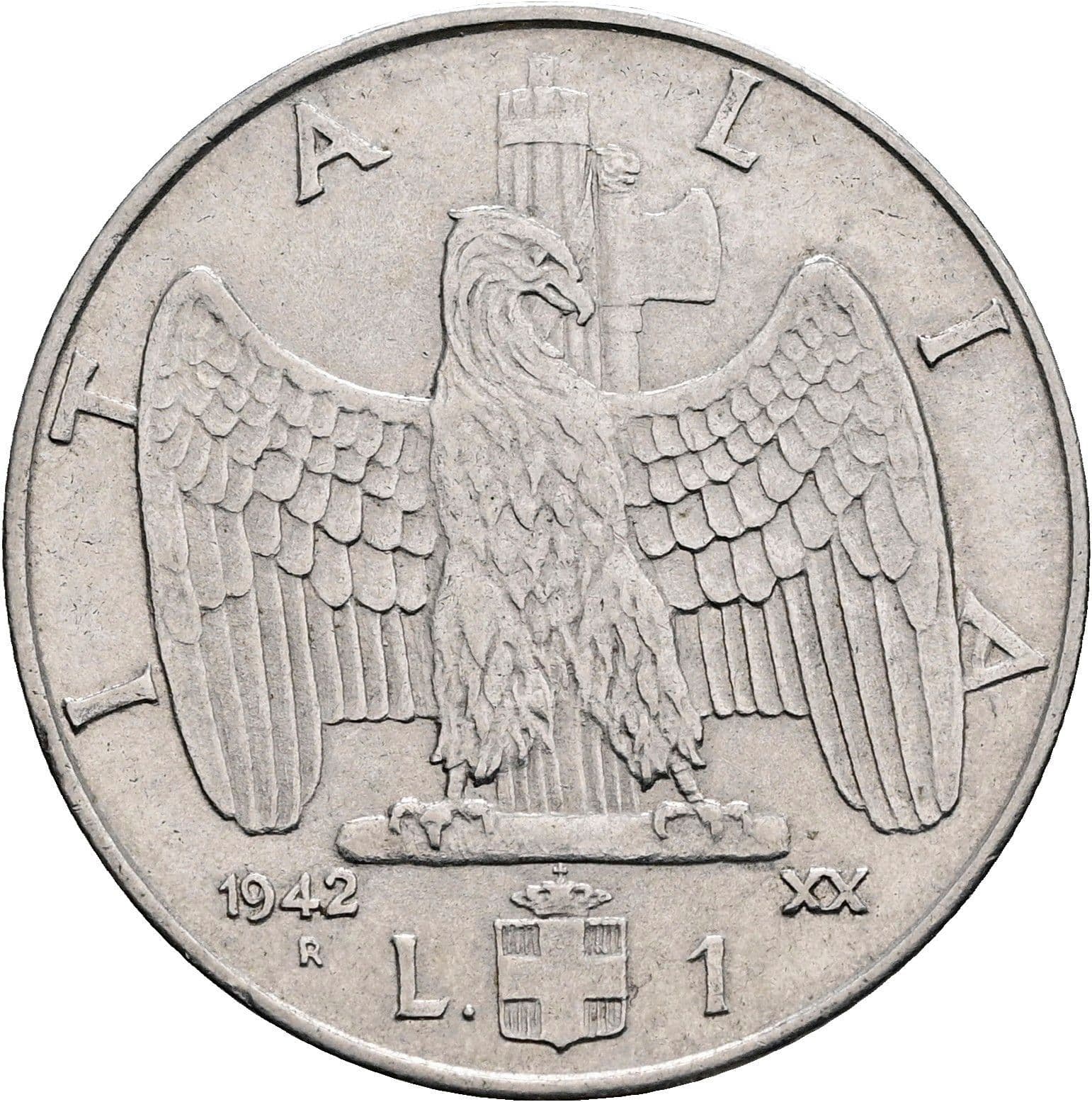1 Lira Vittorio Emanuele III. 1900-1946 1942 – Rückseite