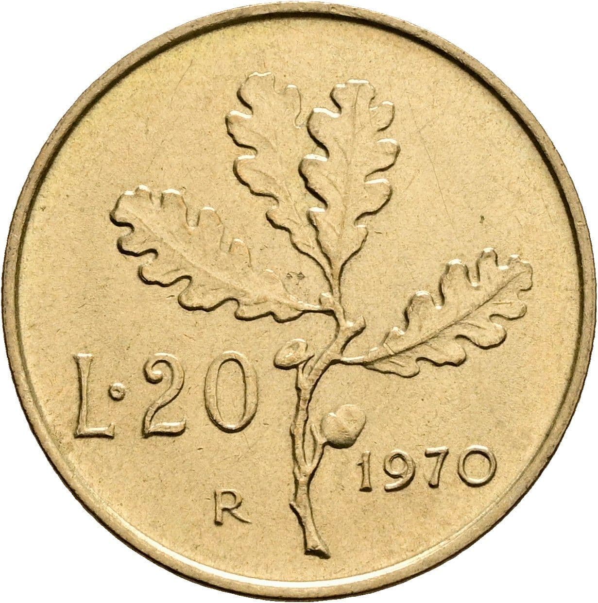 20 Lire 1970 – Rückseite