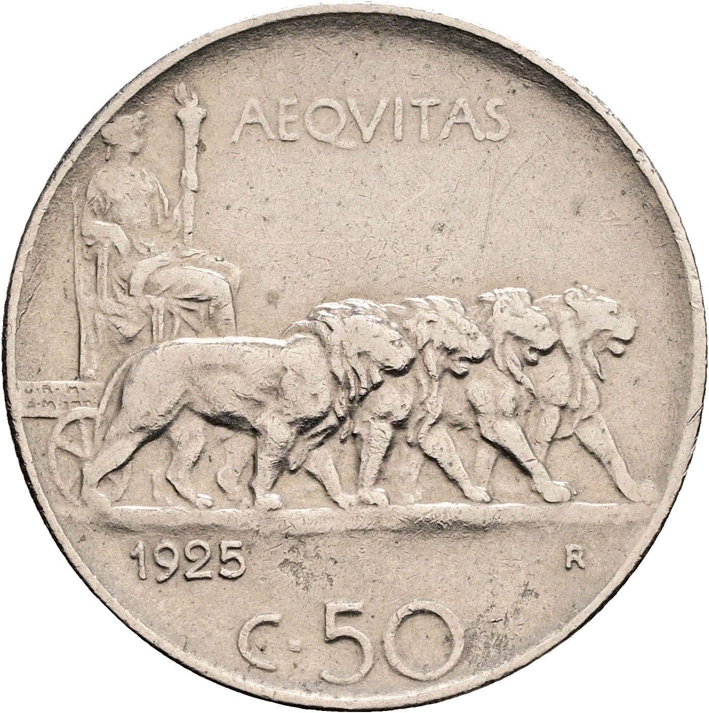 50 Centesimi Vittorio Emanuele III. 1900-1946 1925 – Rückseite