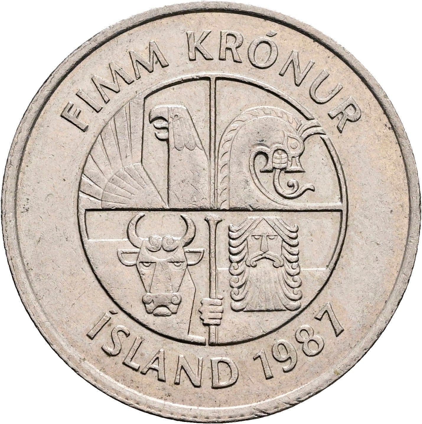 5 Kronur 1987 – Rückseite