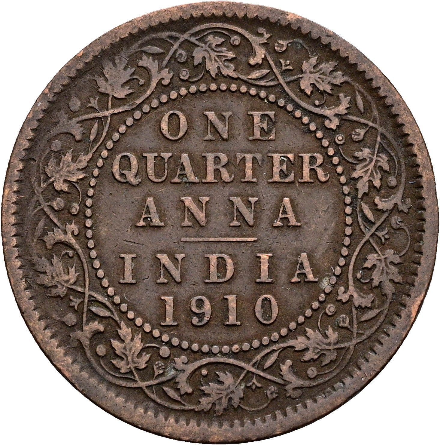 1/4 Anna Edward VII. 1901-1910 1910 – Rückseite