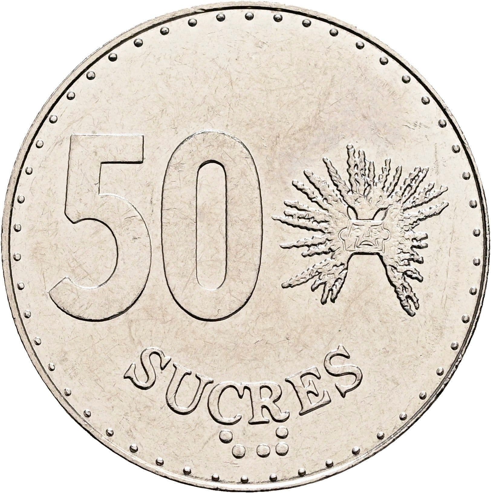 50 Sucres 1991 – Vorderseite