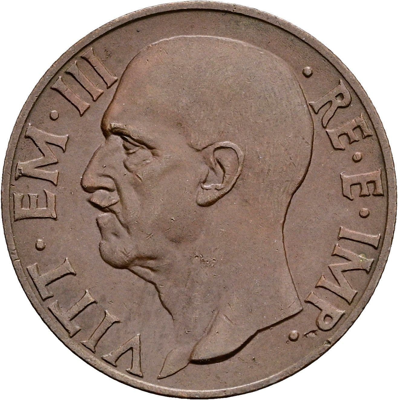 10 Centesimi Vittorio Emanuele III. 1900-1946 1938 – Vorderseite