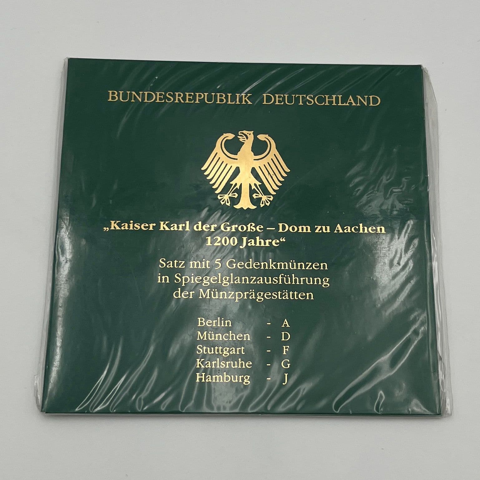 Silber Gedenkmünzensatz (= 5x 10 Deutsche Mark) "Kaiser Karl der Große - Dom zu Aachen"