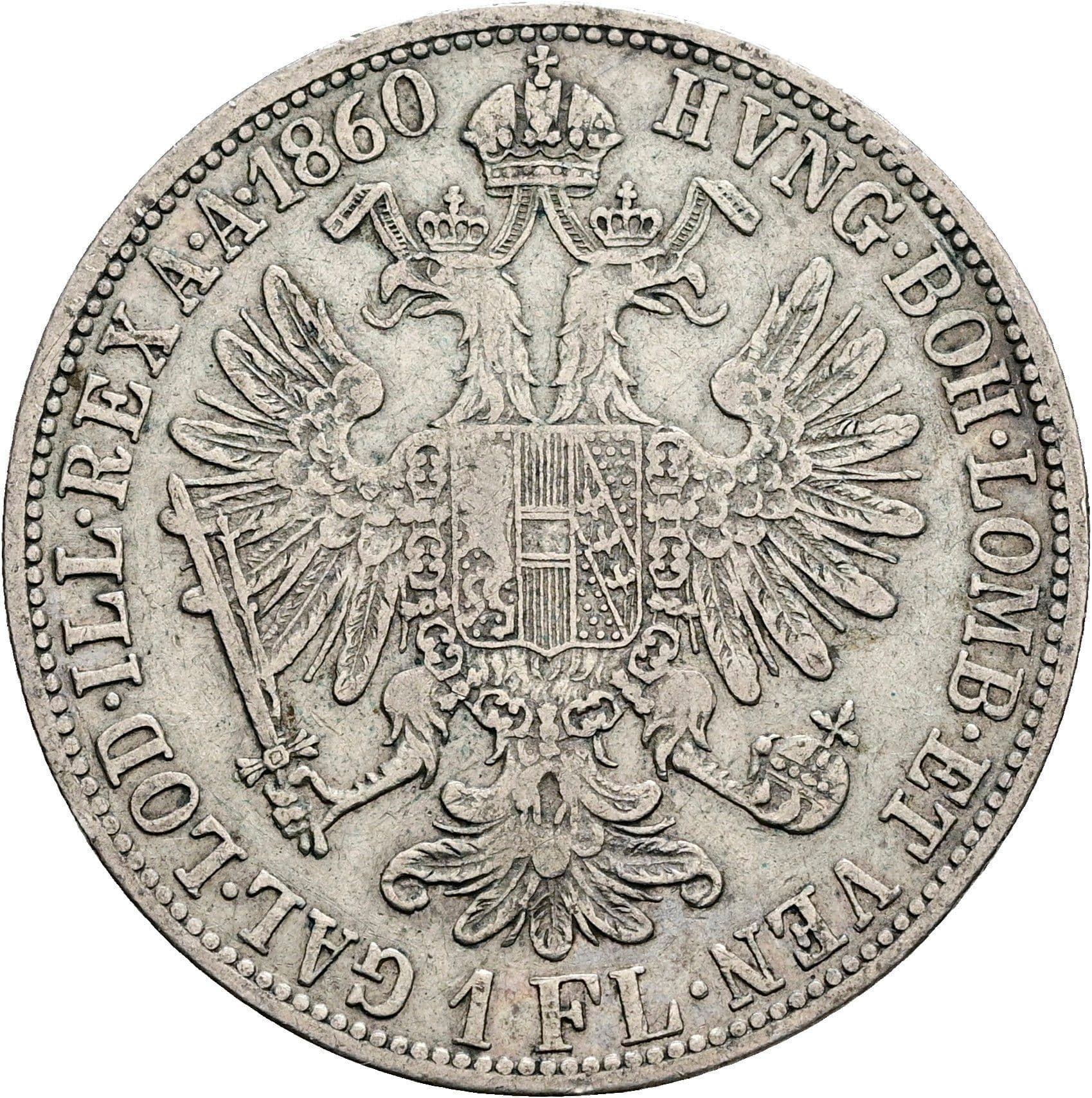 1 Gulden Franz Joseph I. 1848-1916 1860 A – Rückseite