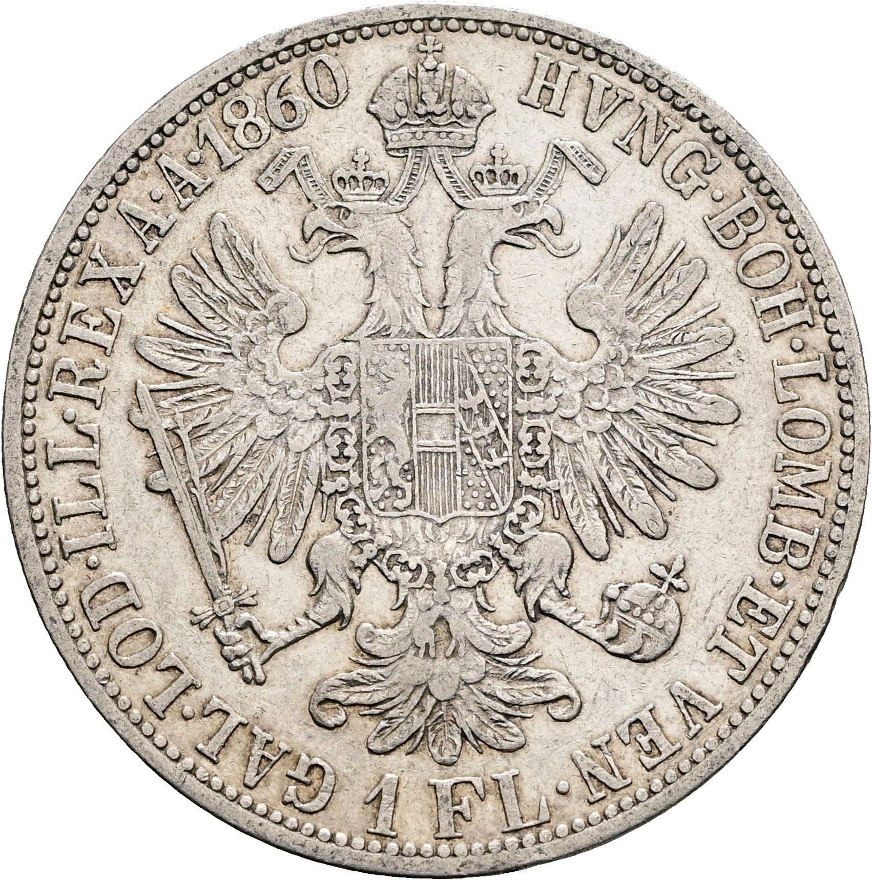 1 Gulden Franz Joseph I. 1848-1916 1860 A – Rückseite