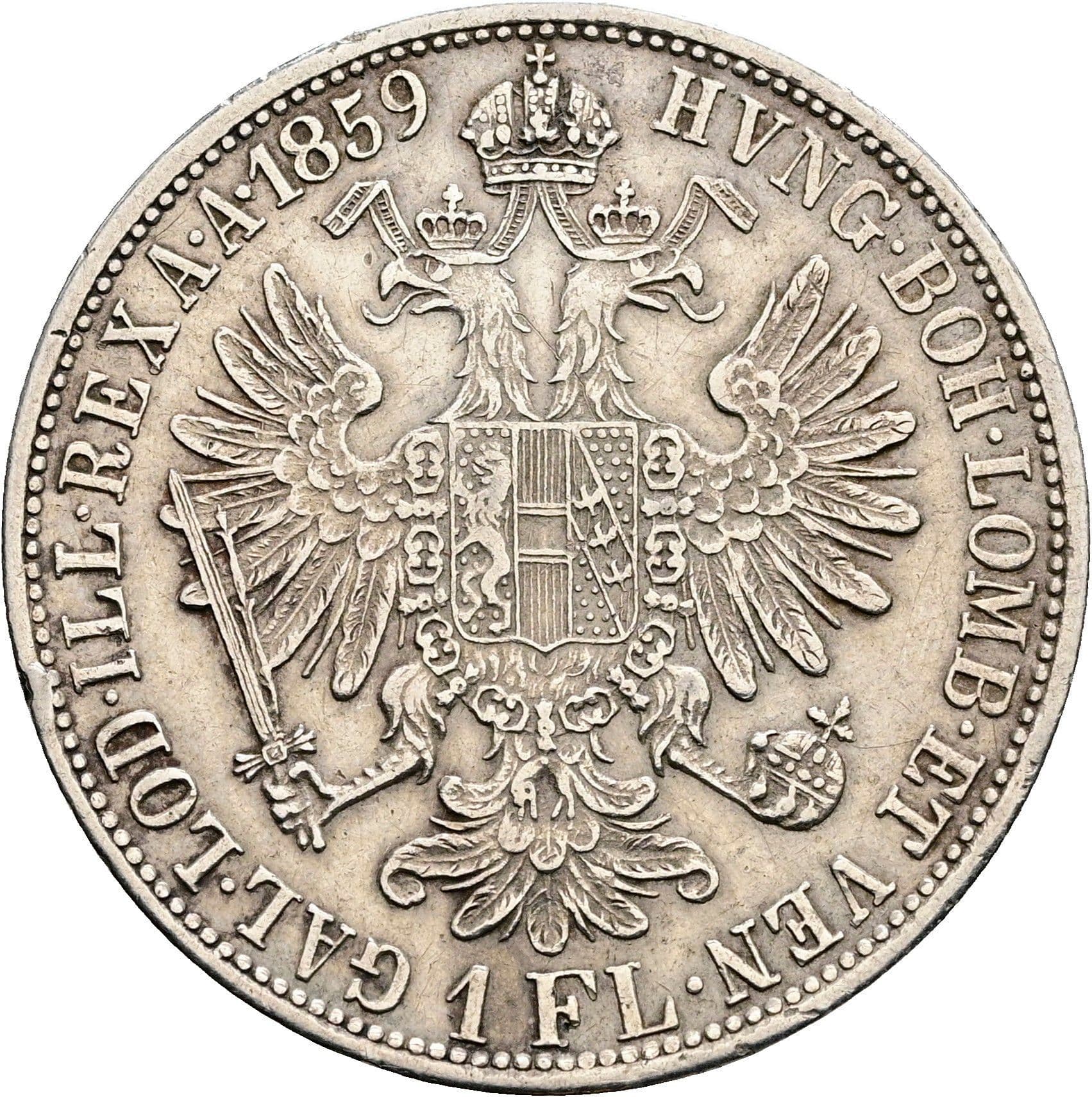 1 Gulden Franz Joseph I. 1848-1916 1859 A – Rückseite