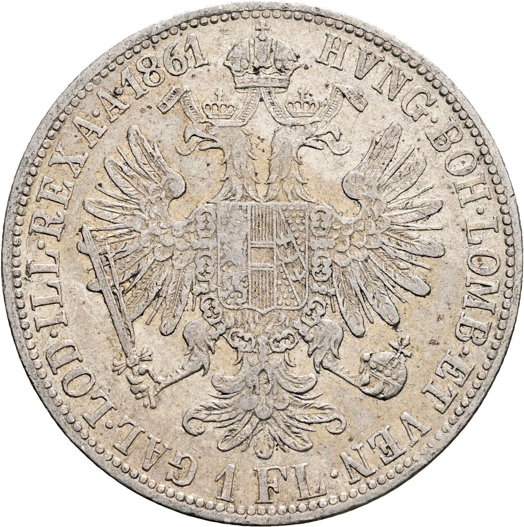1 Gulden Franz Joseph I. 1848-1916 1861 A – Rückseite