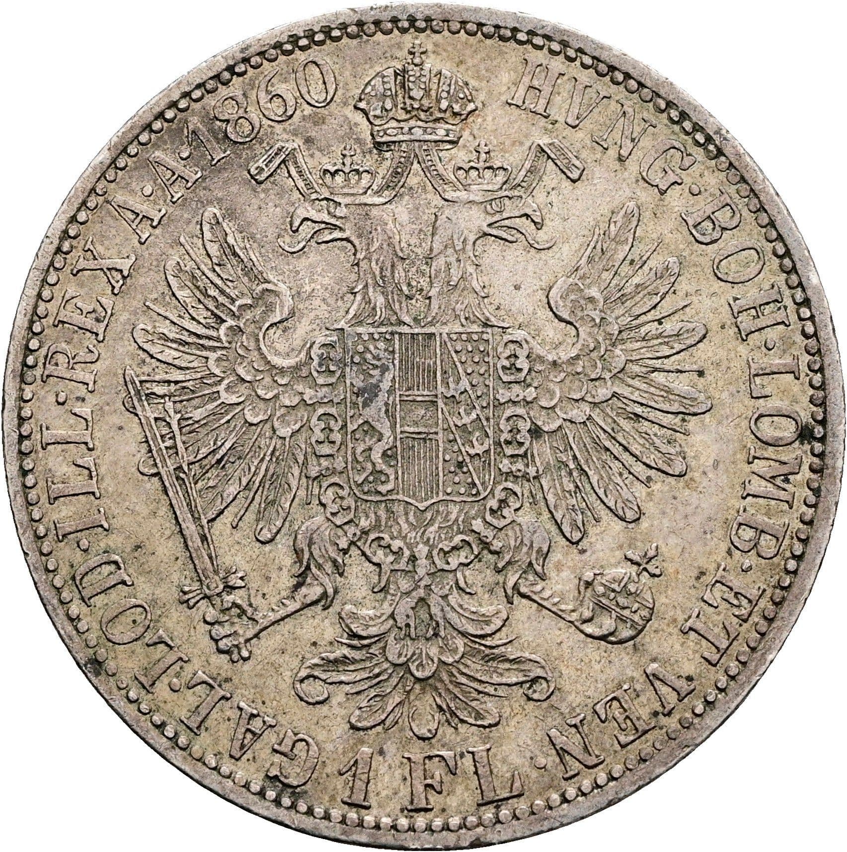 1 Gulden Franz Joseph I. 1848-1916 1860 A – Rückseite