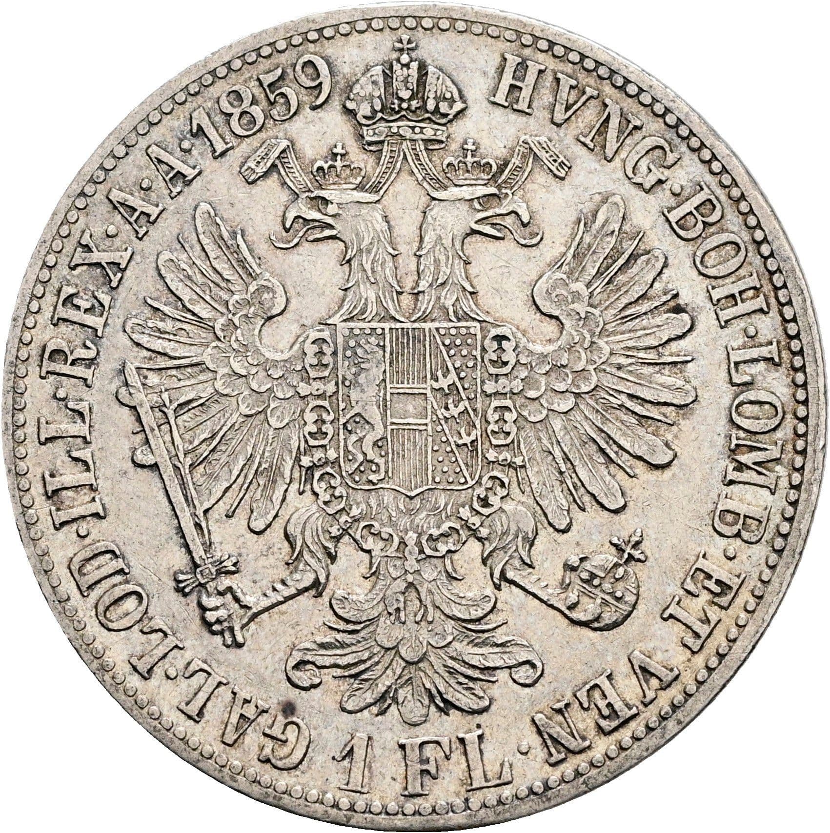 1 Gulden Franz Joseph I. 1848-1916 1859 A – Rückseite