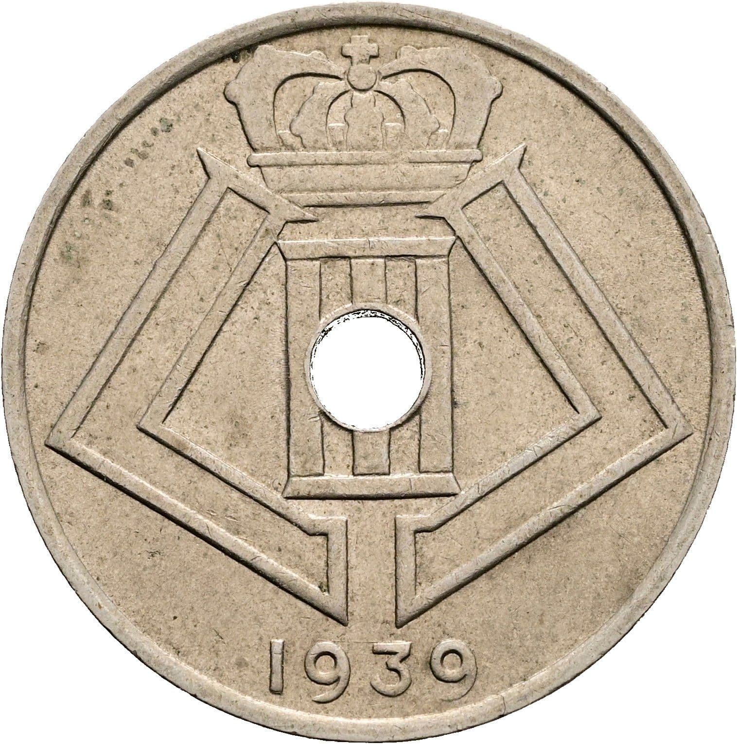 25 Centimes Leopold III. 1934-1951 1939 – Rückseite