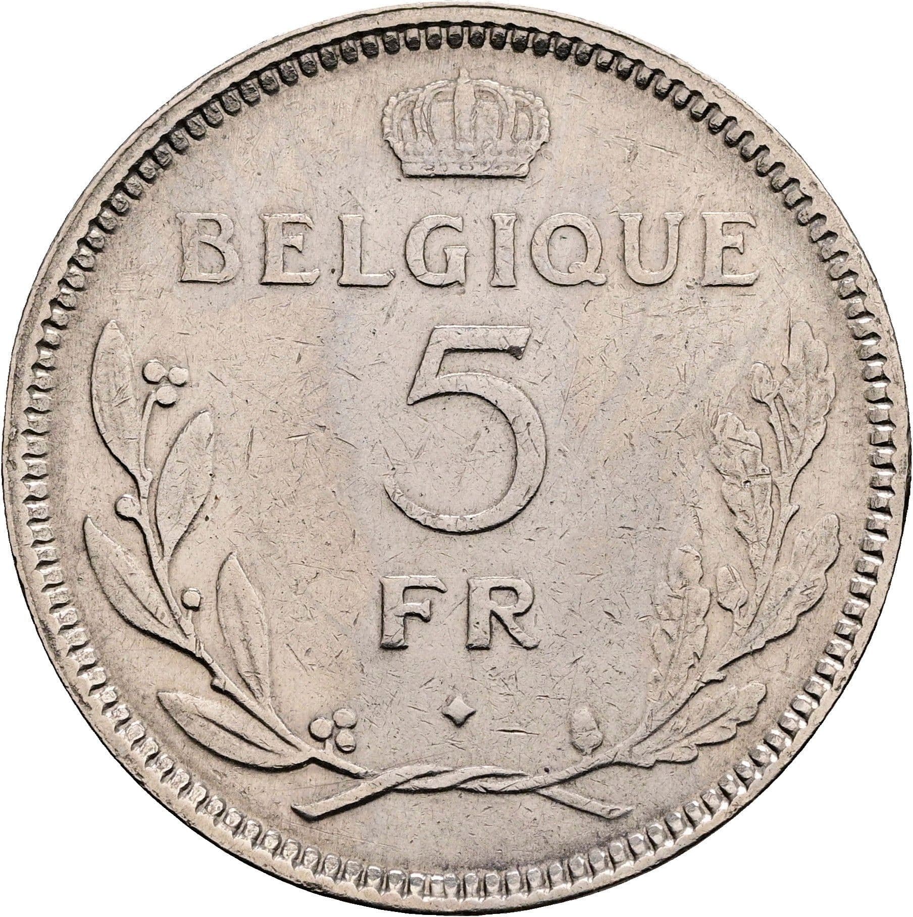 5 Francs Leopold III. 1934-1951 1937 – Rückseite