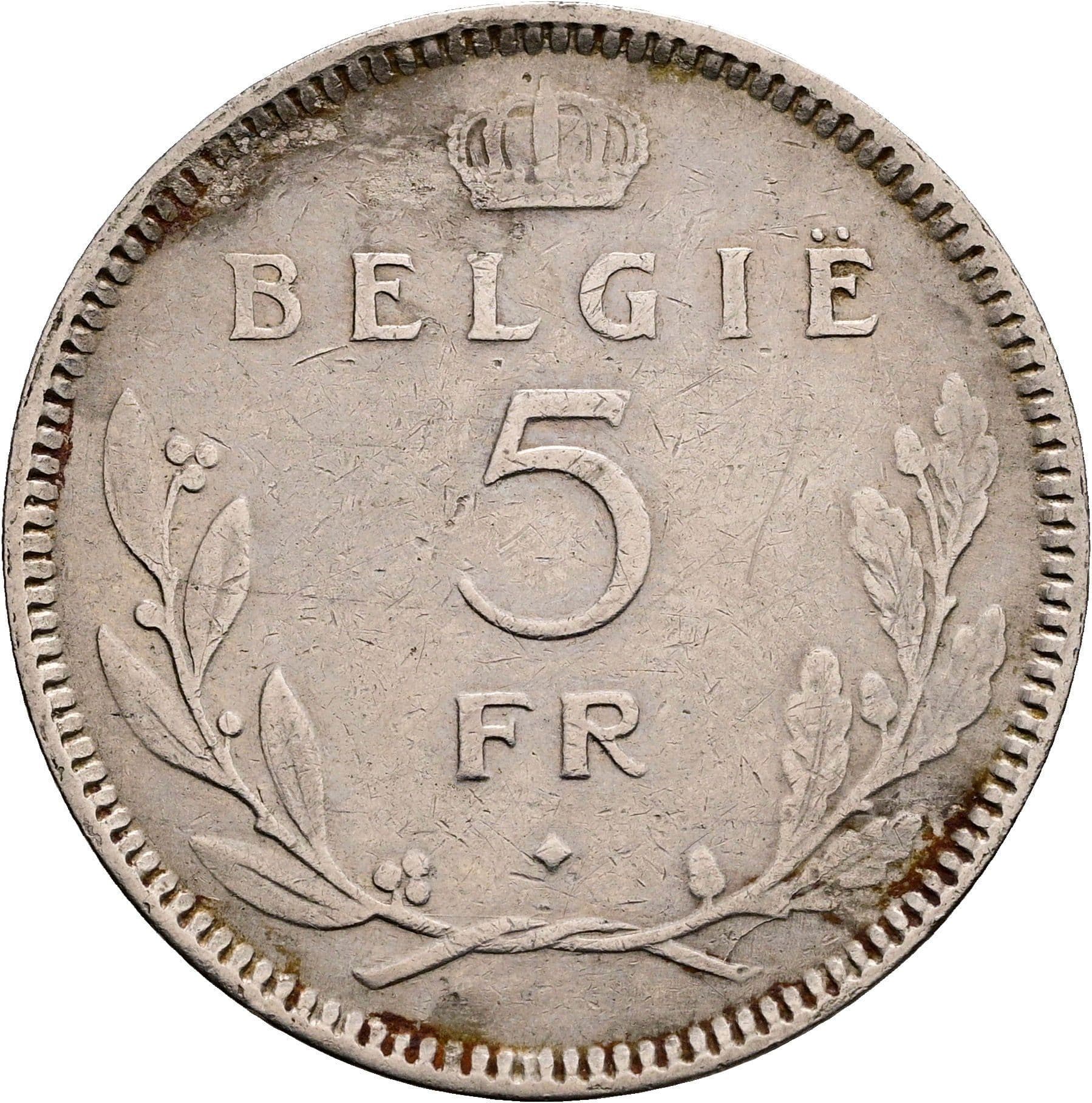 5 Francs Leopold III. 1934-1951 1936 – Rückseite