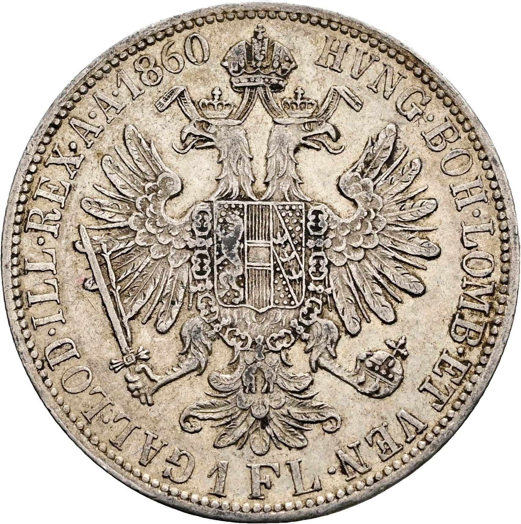 1 Gulden Franz Joseph I. 1848-1916 1860 A – Rückseite