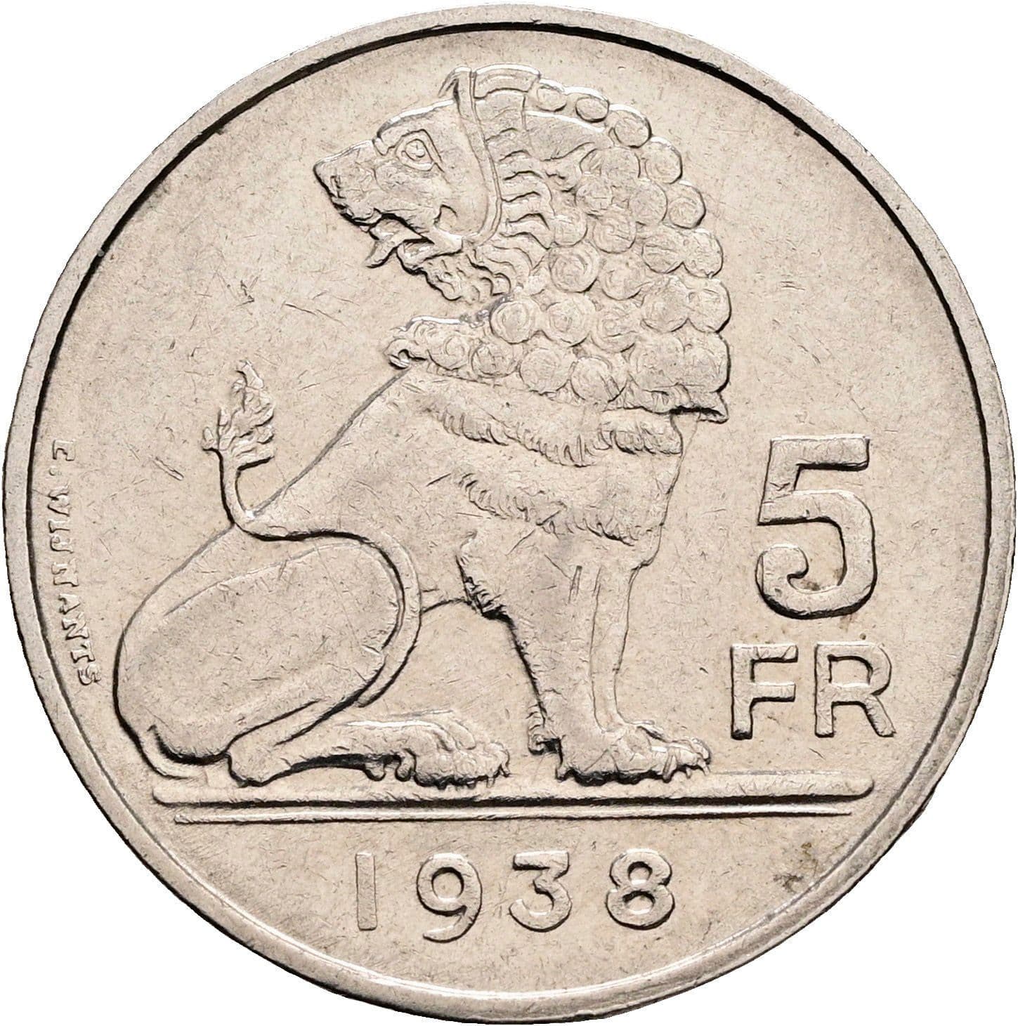 5 Francs Leopold III. 1934-1951 1938 – Vorderseite