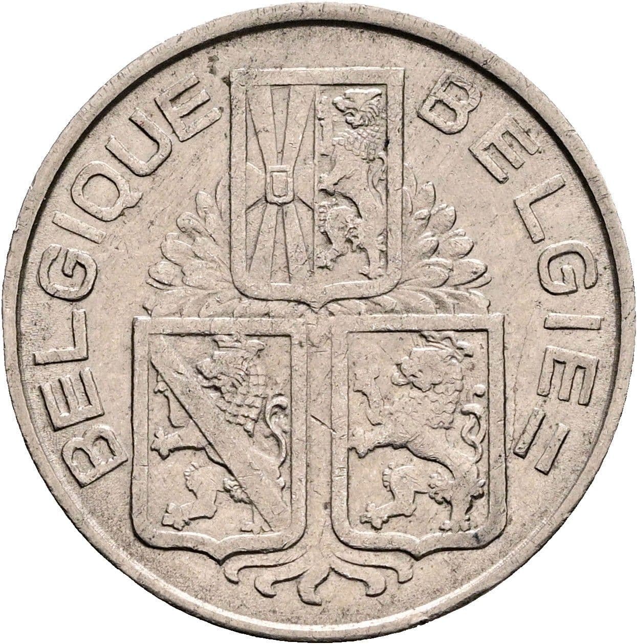 1 Franc Leopold III. 1934-1951 1939 – Rückseite