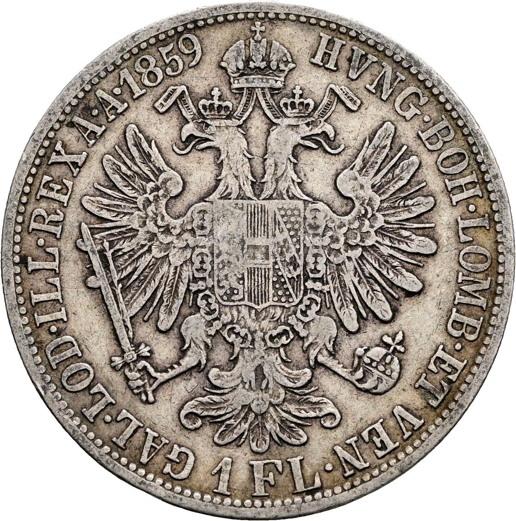 1 Gulden Franz Joseph I. 1848-1916 1859 A – Rückseite