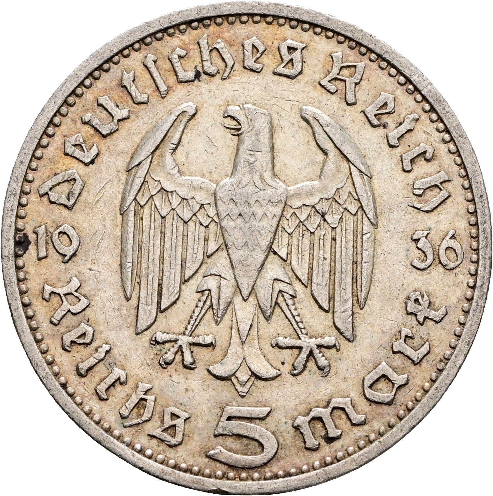 5 Reichsmark 1936 E – Rückseite