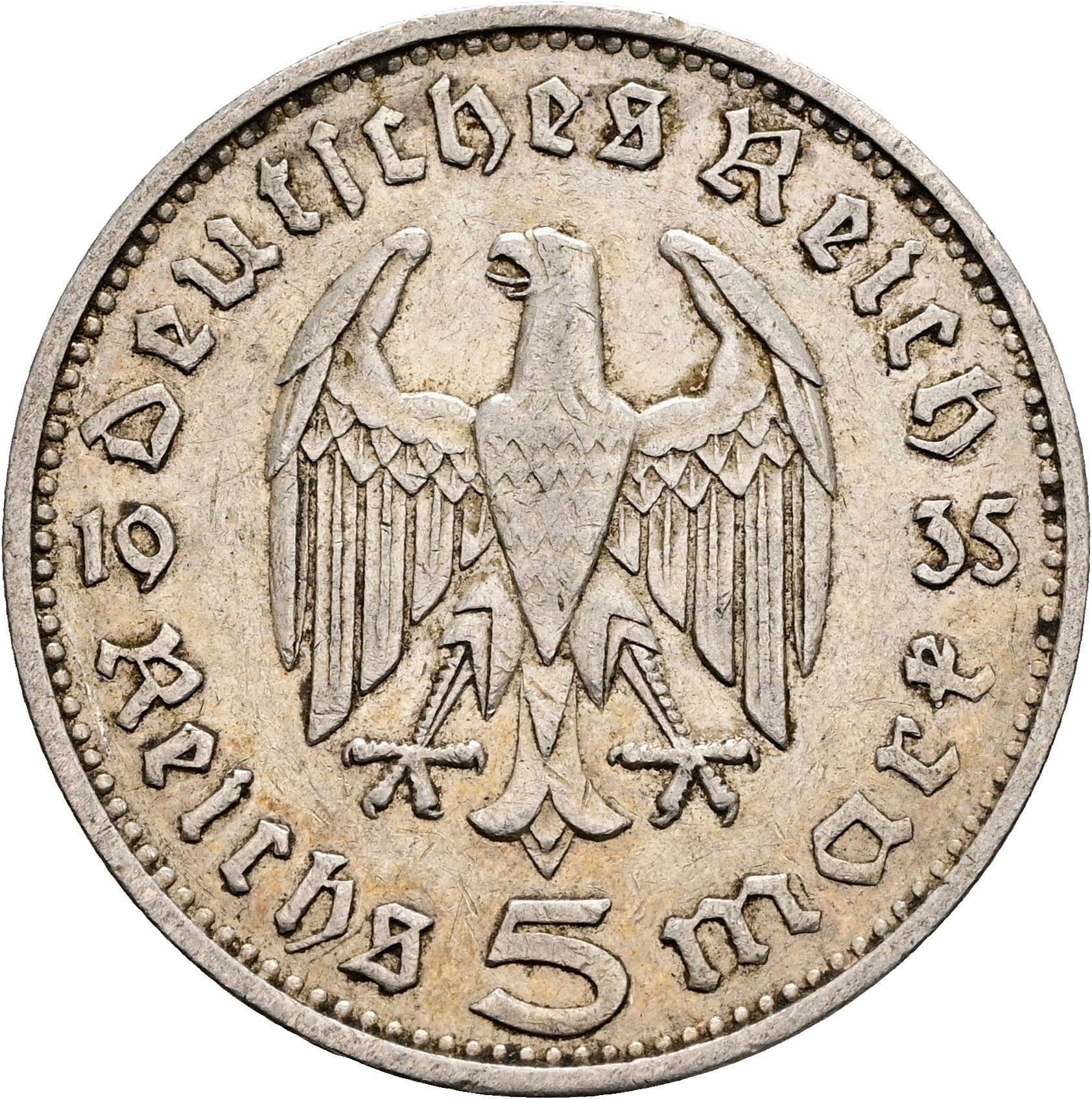 5 Reichsmark 1935 F – Rückseite