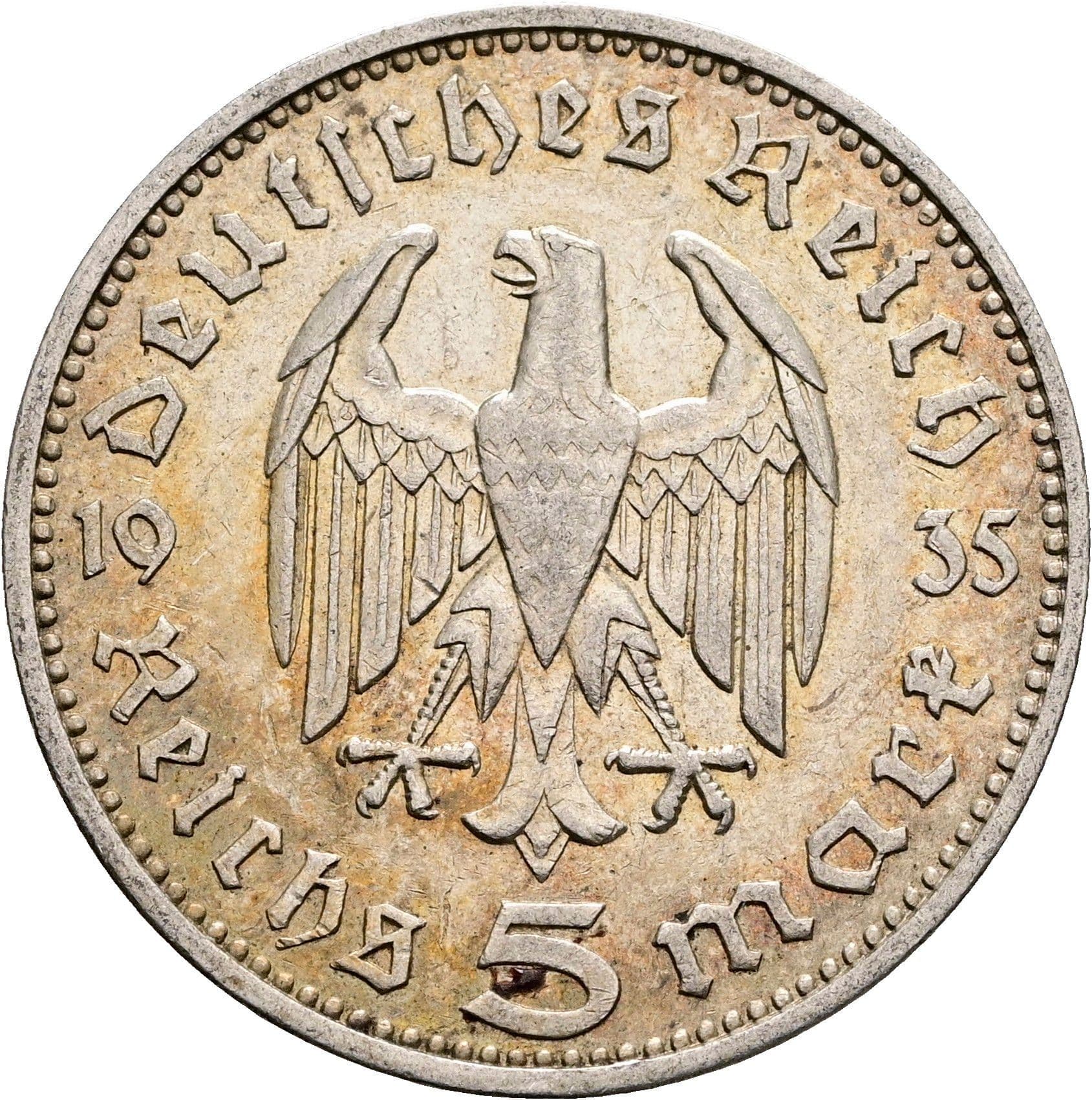 5 Reichsmark 1935 J – Rückseite