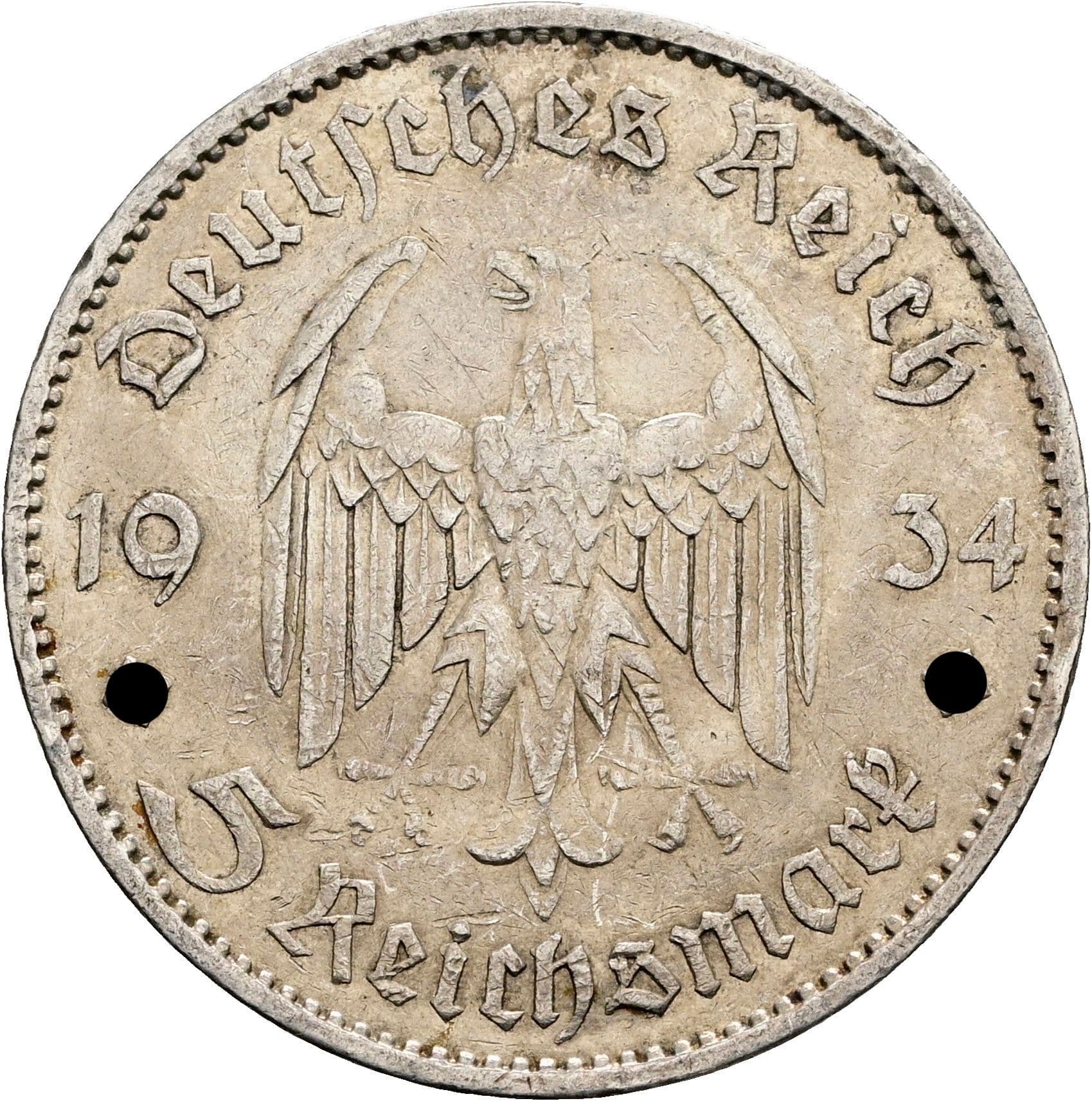 5 Reichsmark 1934 A – Rückseite
