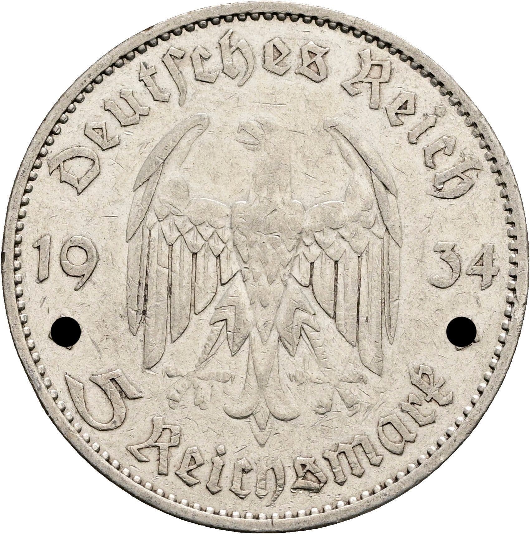 5 Reichsmark 1934 A – Rückseite
