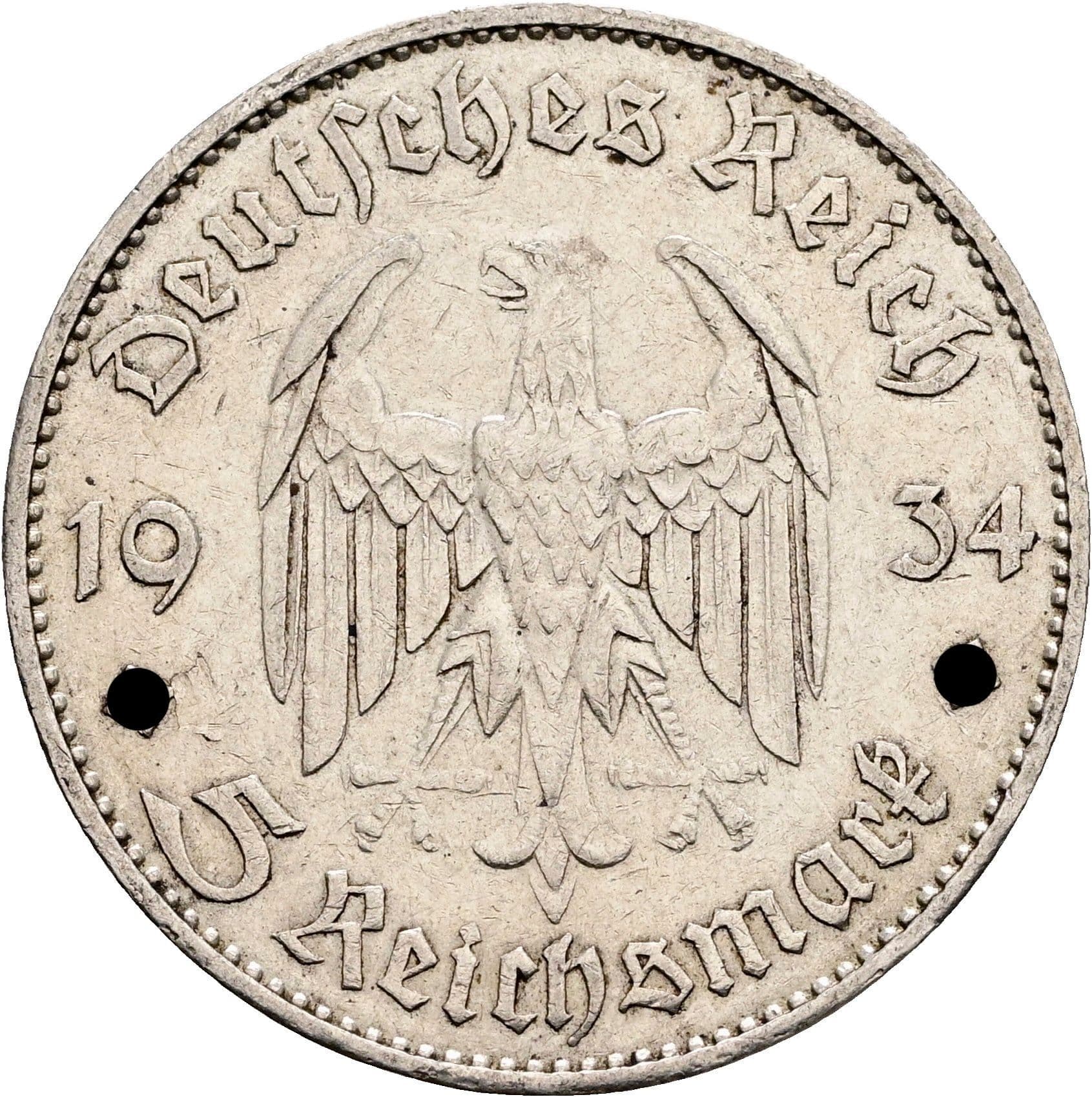 5 Reichsmark 1934 J – Rückseite