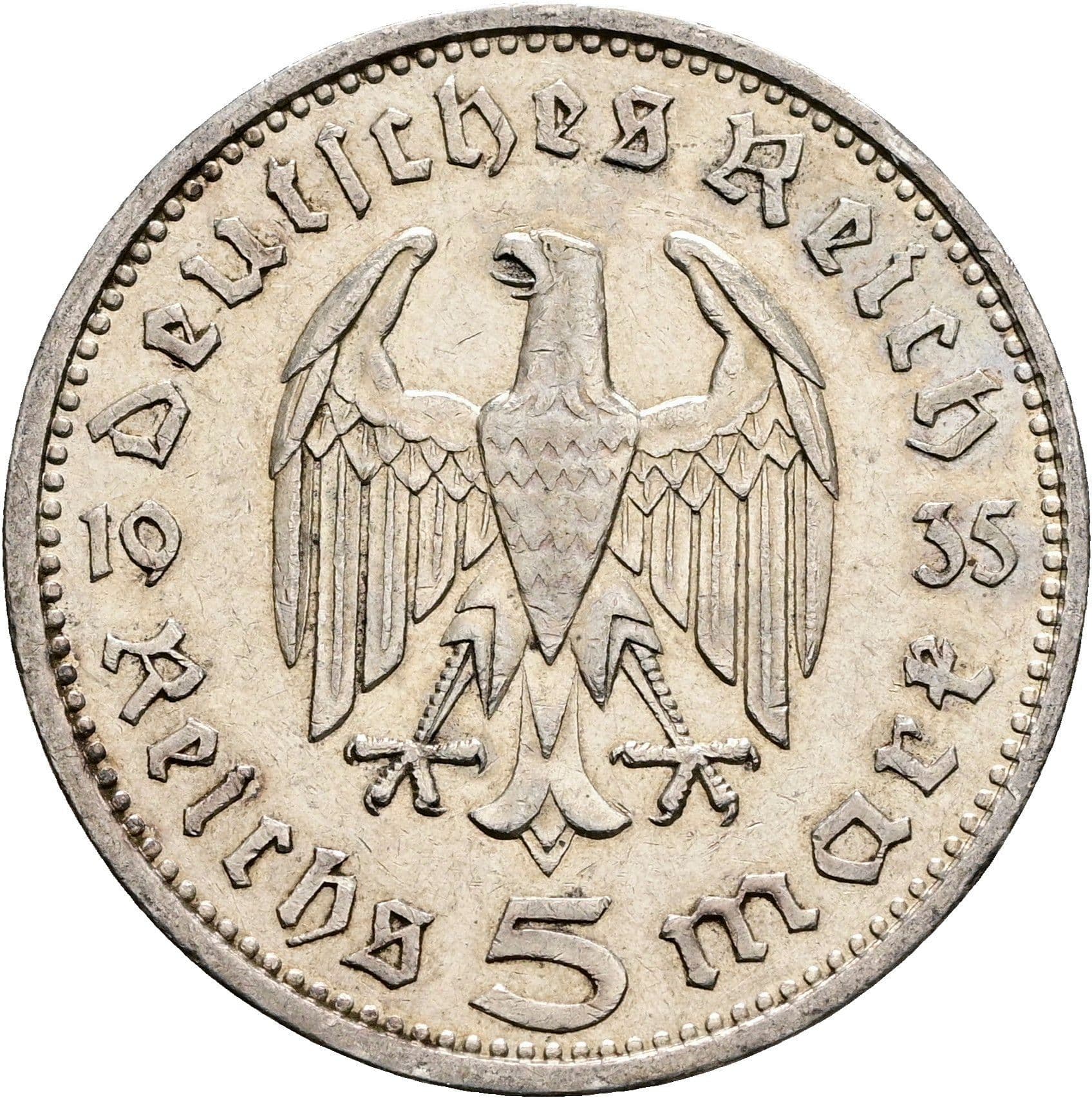 5 Reichsmark 1935 A – Rückseite