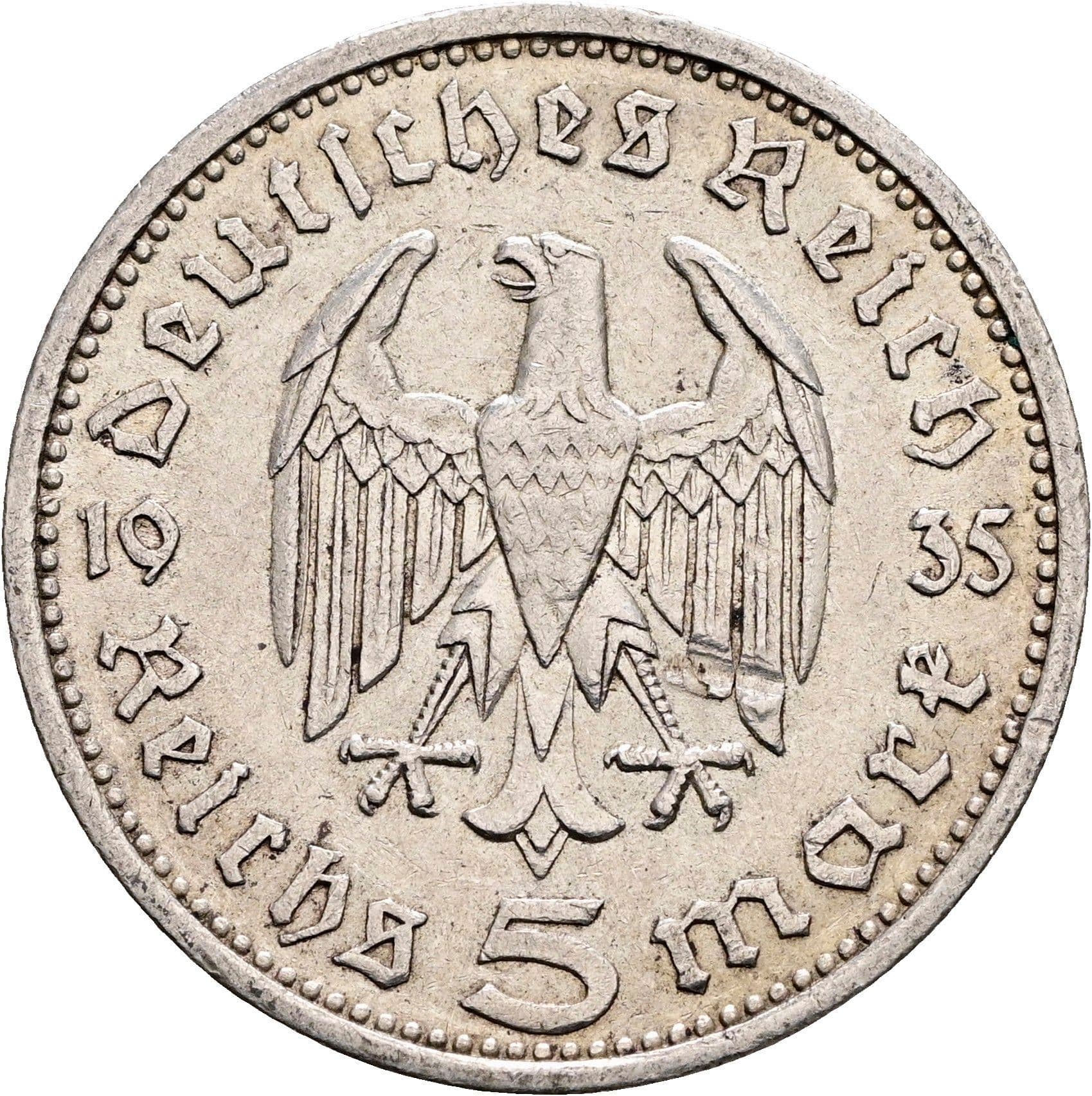 5 Reichsmark 1935 A – Rückseite