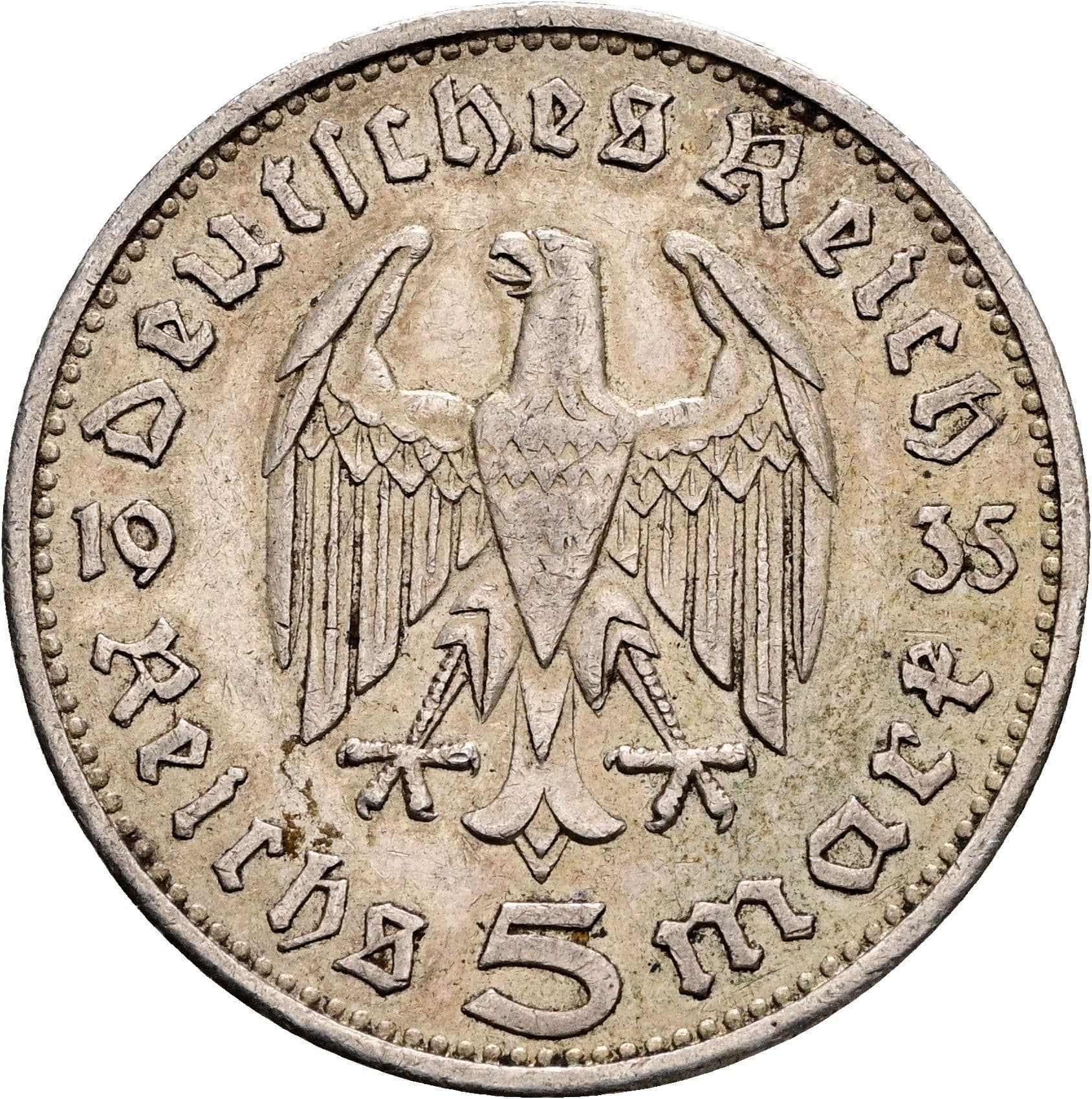 5 Reichsmark 1935 G – Rückseite