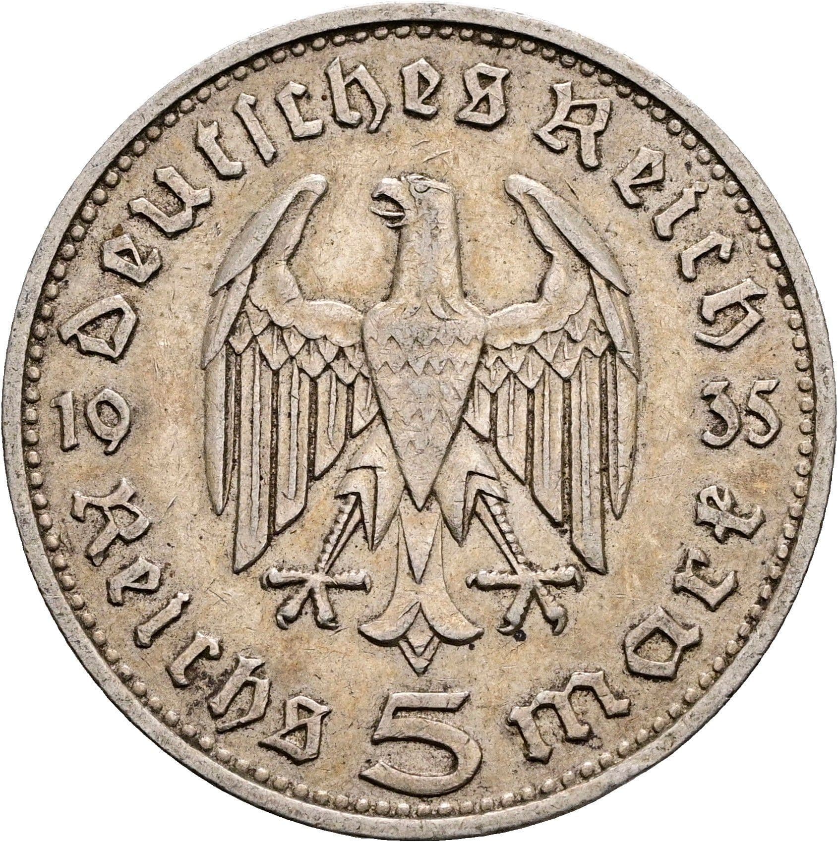 5 Reichsmark 1935 D – Rückseite
