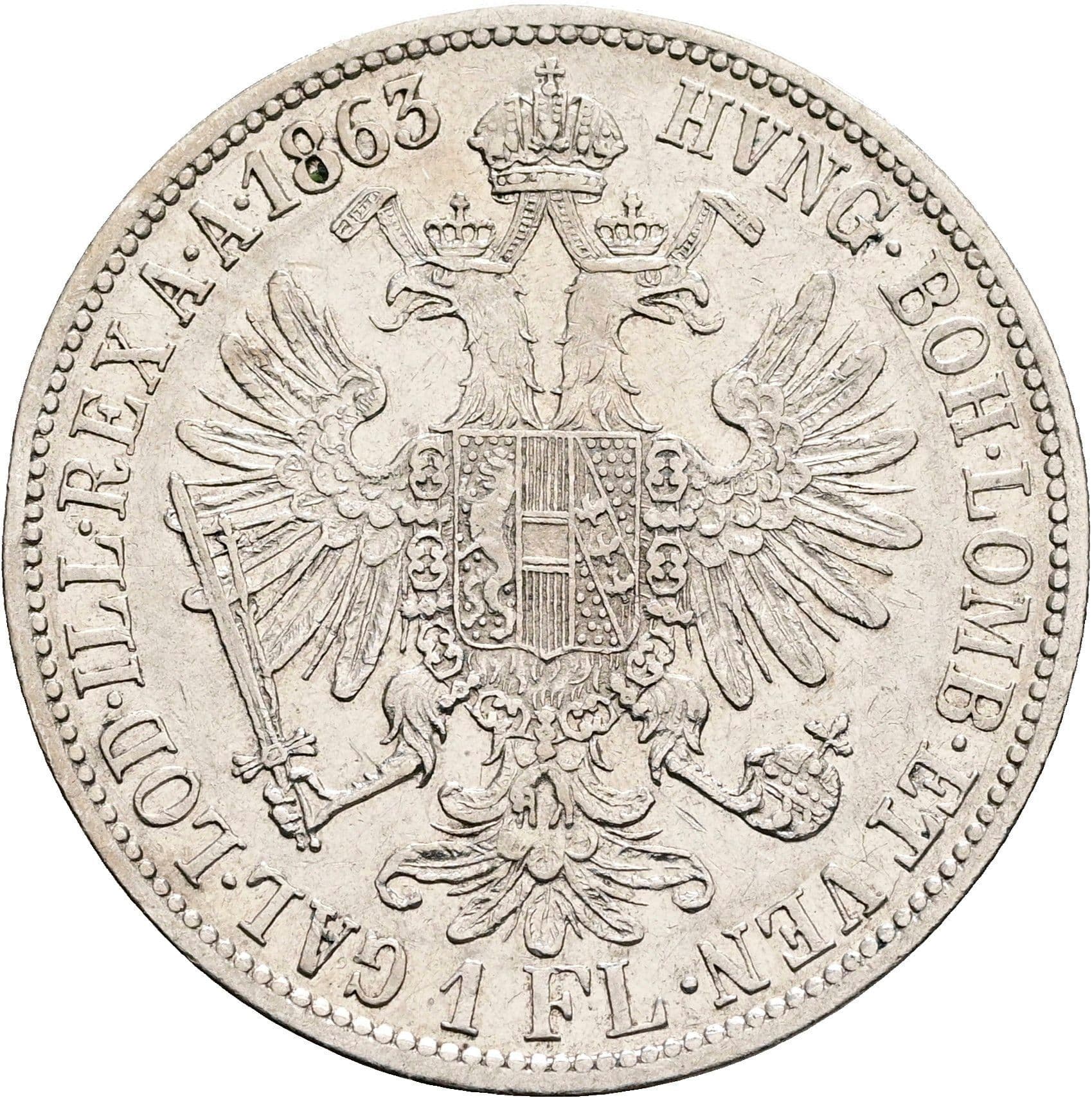 1 Gulden Franz Joseph I. 1848-1916 1863 A – Rückseite