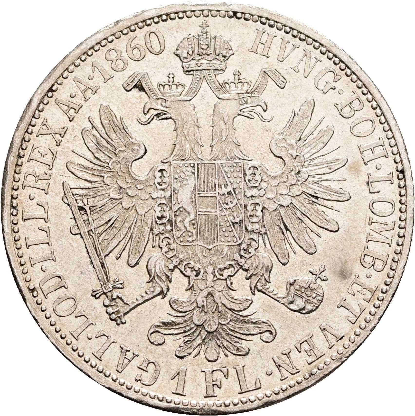 1 Gulden Franz Joseph I. 1848-1916 1860 A – Rückseite