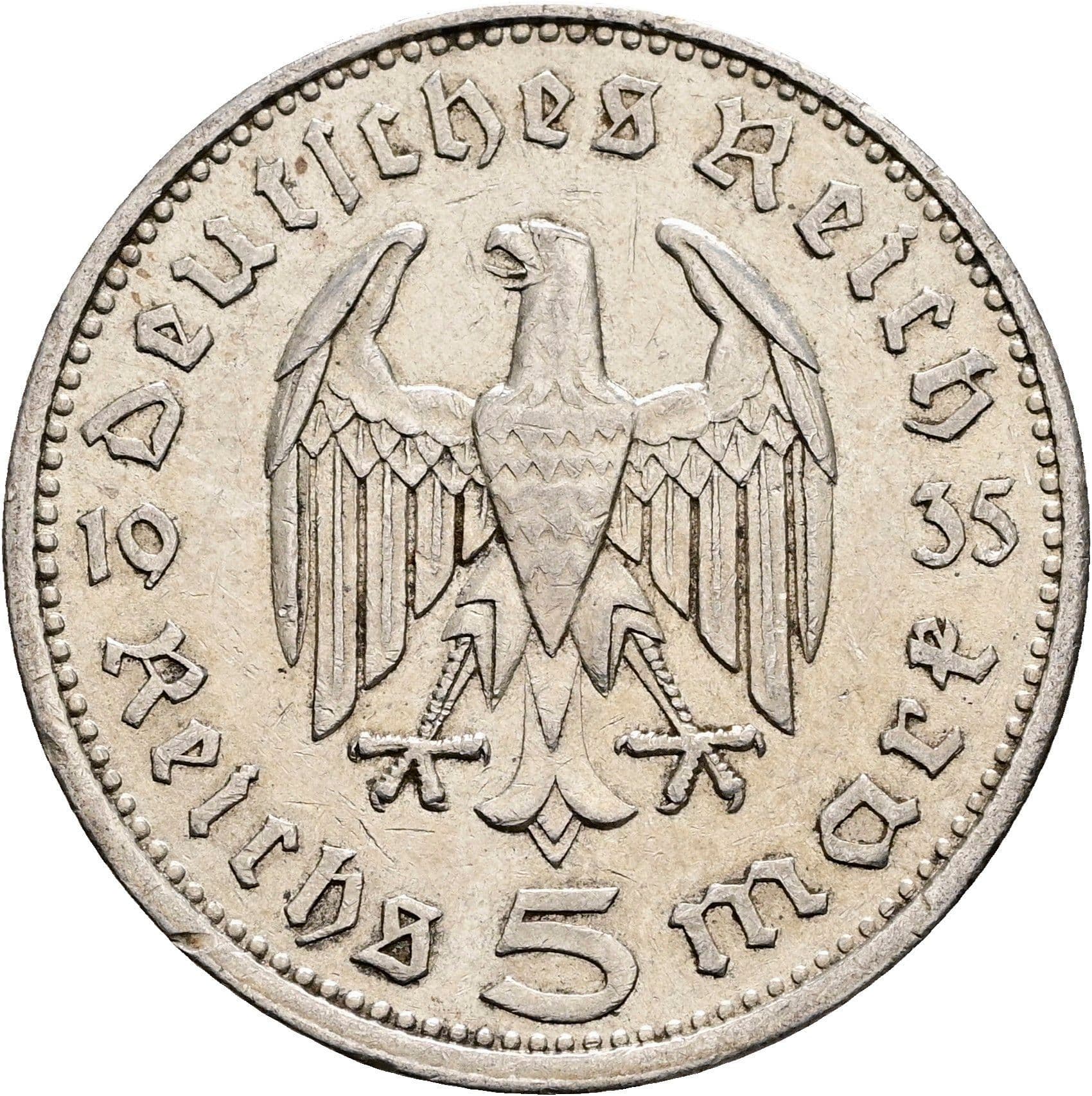 5 Reichsmark 1935 A – Rückseite