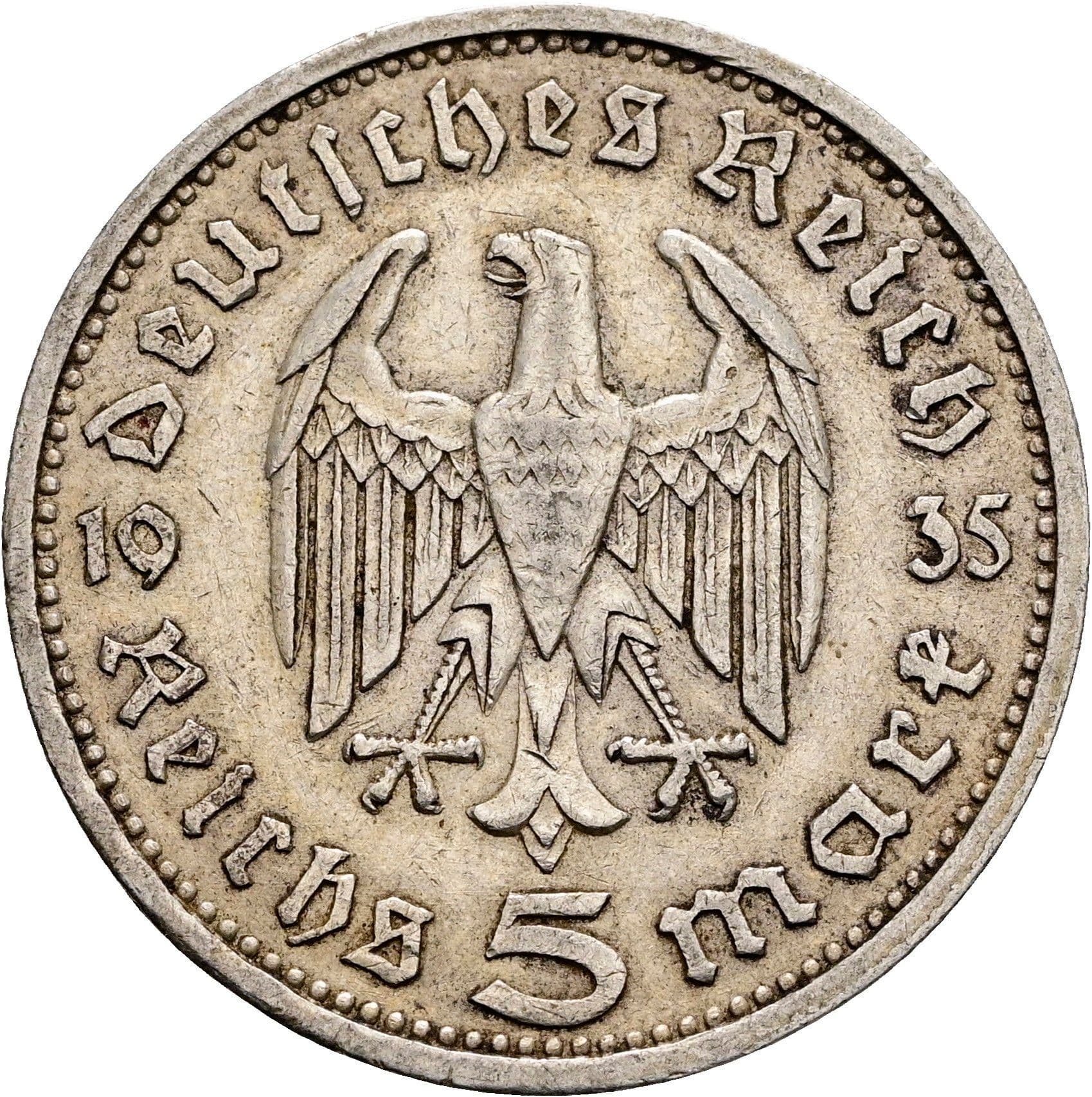 5 Reichsmark 1935 A – Rückseite