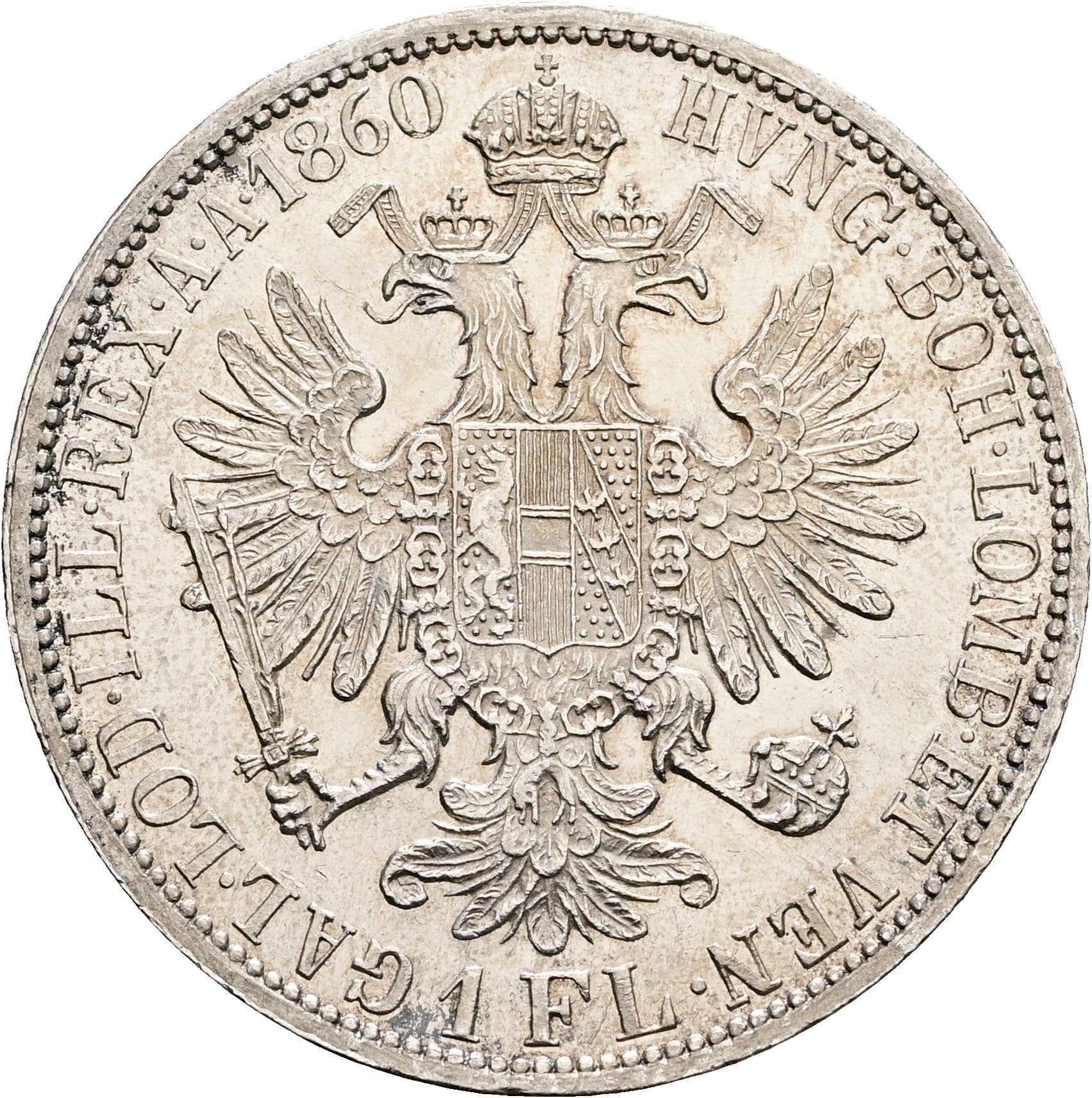 1 Gulden Franz Joseph I. 1848-1916 1860 A – Rückseite