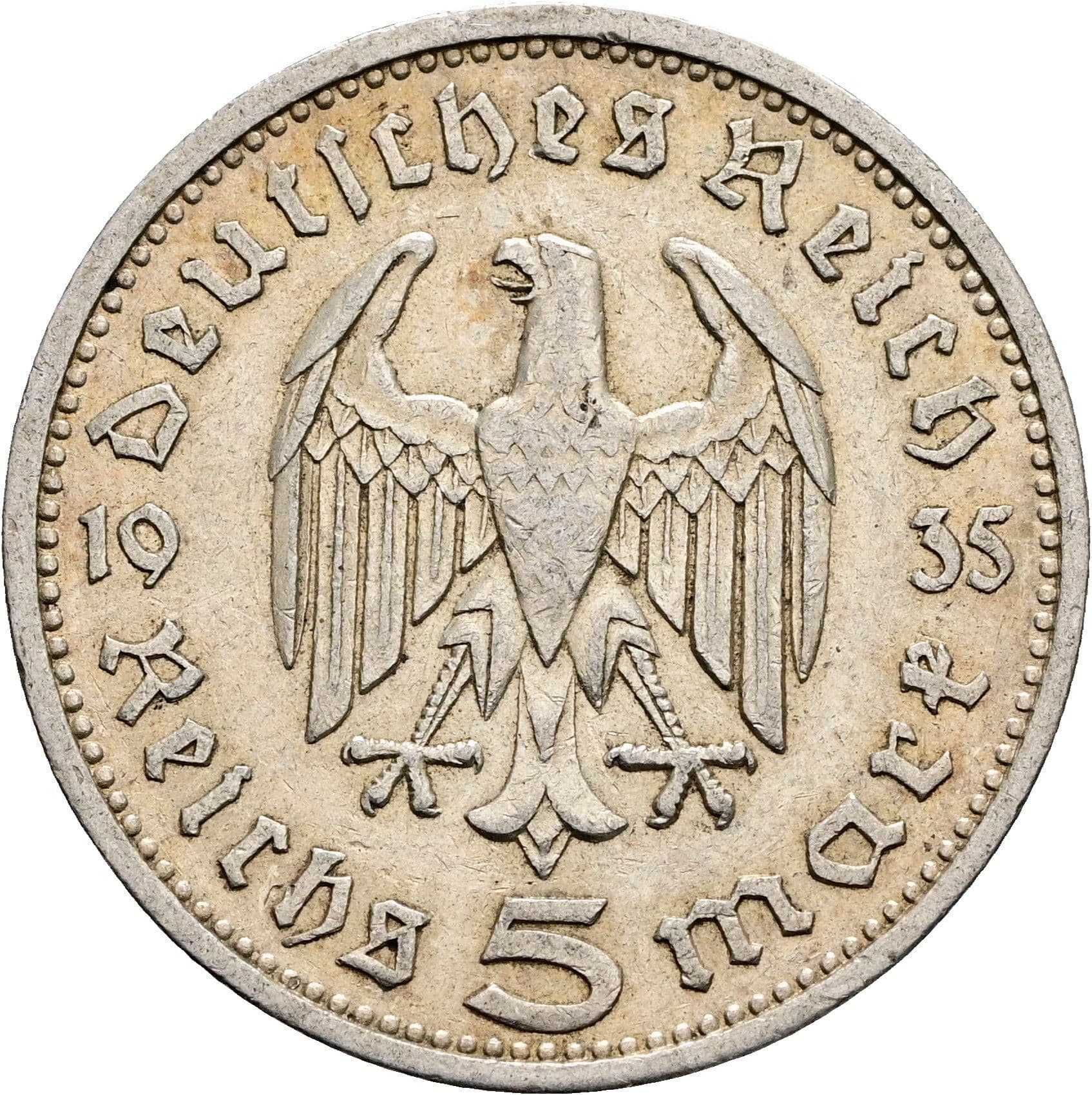 5 Reichsmark 1935 A – Rückseite